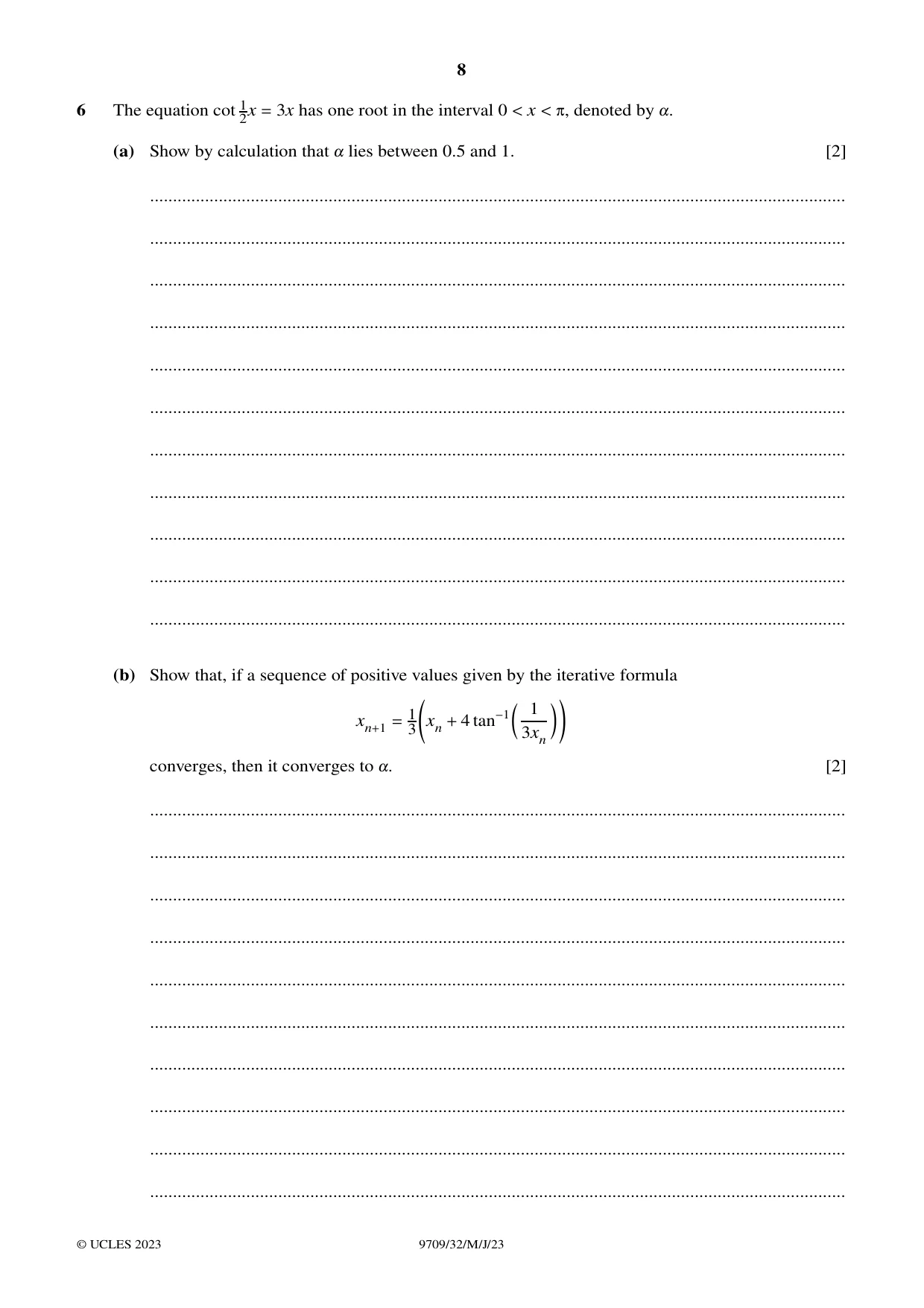 Cambridge A Level Mathematics 9709 2023 May/June Paper 3 · Variant 2 question paper, page 8 of 20
