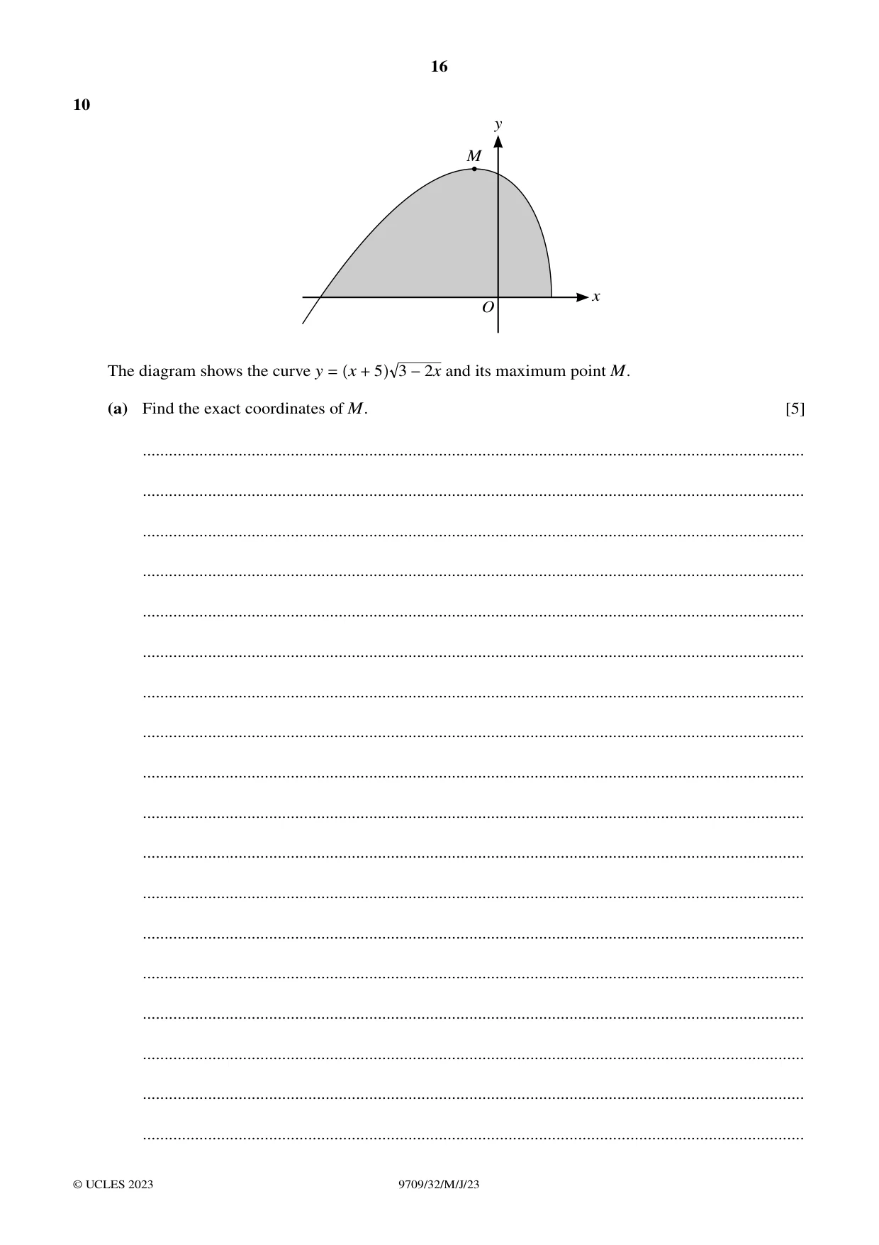 Cambridge A Level Mathematics 9709 2023 May/June Paper 3 · Variant 2 question paper, page 16 of 20