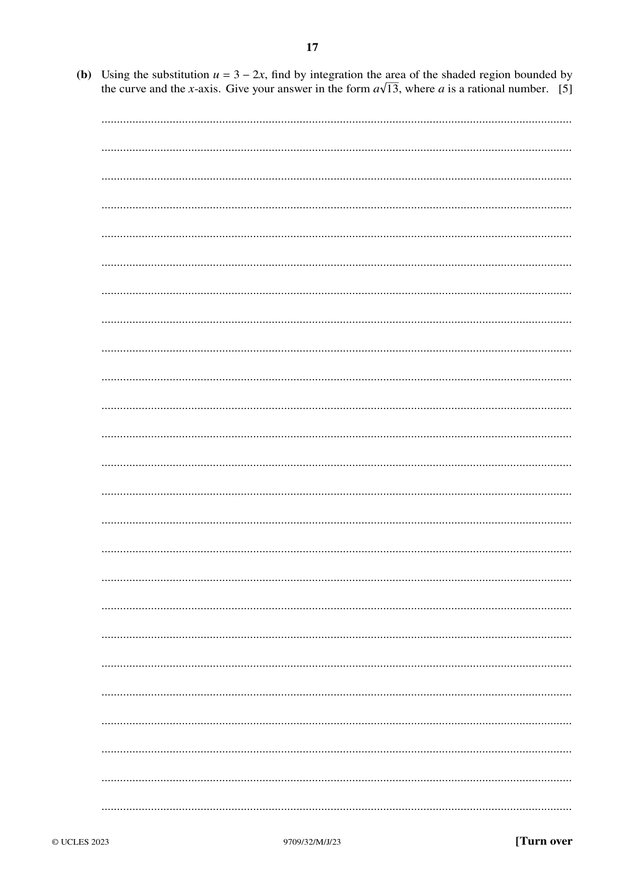 Cambridge A Level Mathematics 9709 2023 May/June Paper 3 · Variant 2 question paper, page 17 of 20