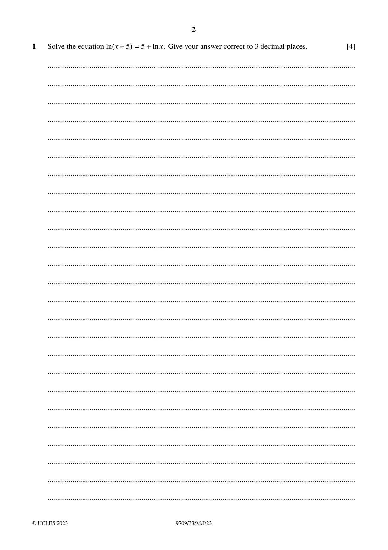 Cambridge A Level Mathematics 9709 2023 May/June Paper 3 · Variant 3 question paper, page 2 of 20