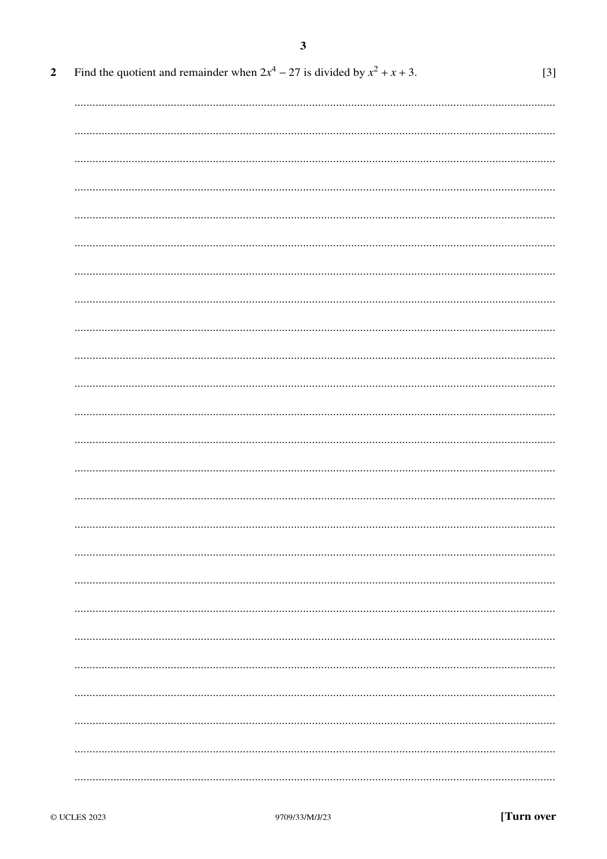 Cambridge A Level Mathematics 9709 2023 May/June Paper 3 · Variant 3 question paper, page 3 of 20