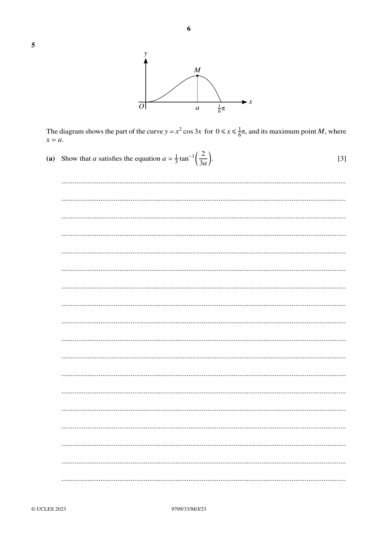 Cambridge A Level Mathematics 9709 2023 May/June Paper 3 · Variant 3 question paper, page 6 of 20