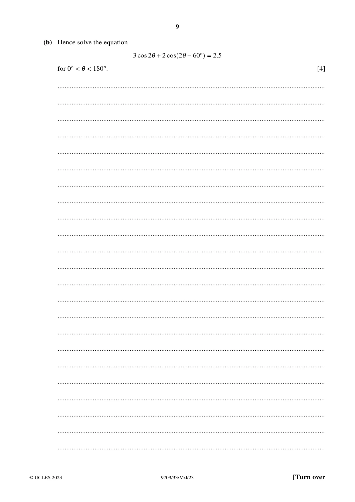 Cambridge A Level Mathematics 9709 2023 May/June Paper 3 · Variant 3 question paper, page 9 of 20