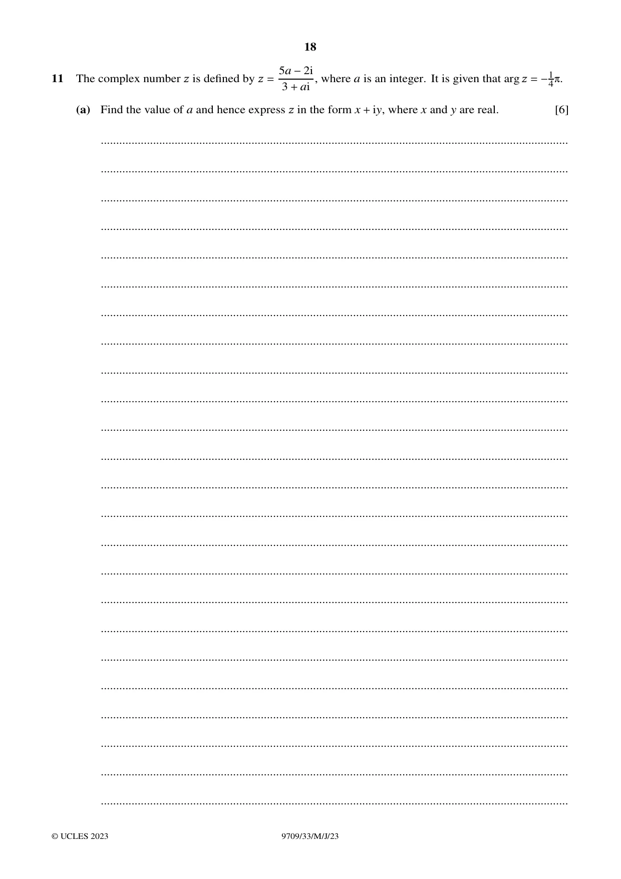 Cambridge A Level Mathematics 9709 2023 May/June Paper 3 · Variant 3 question paper, page 18 of 20