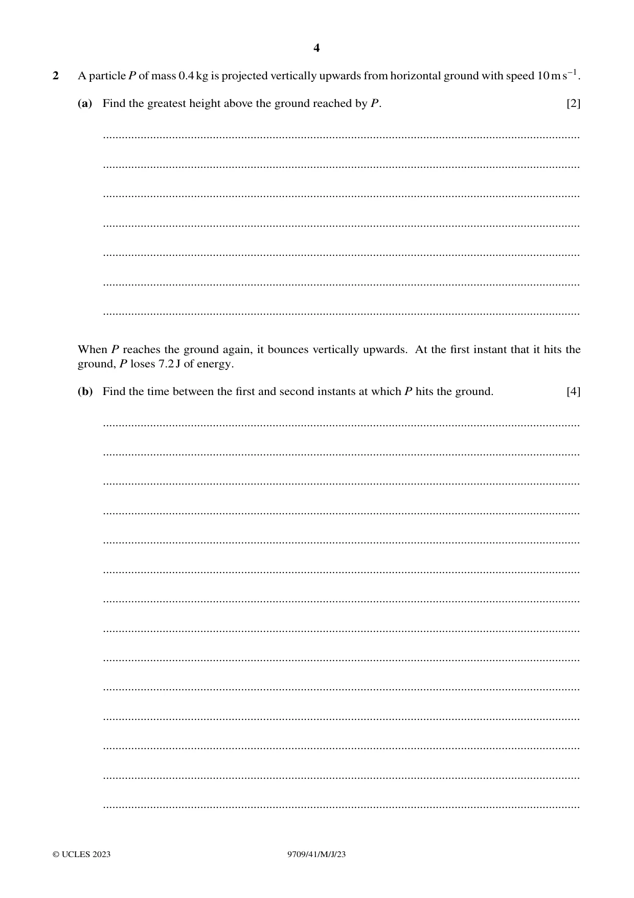Cambridge A Level Mathematics 9709 2023 May/June Paper 4 · Variant 1 question paper, page 4 of 16