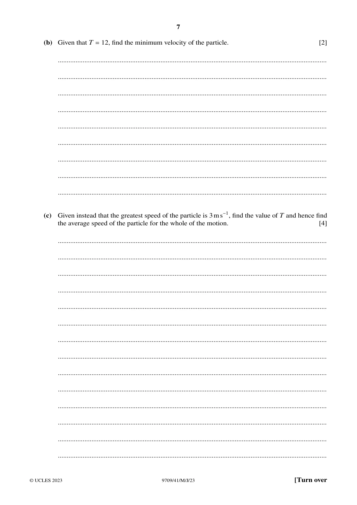 Cambridge A Level Mathematics 9709 2023 May/June Paper 4 · Variant 1 question paper, page 7 of 16