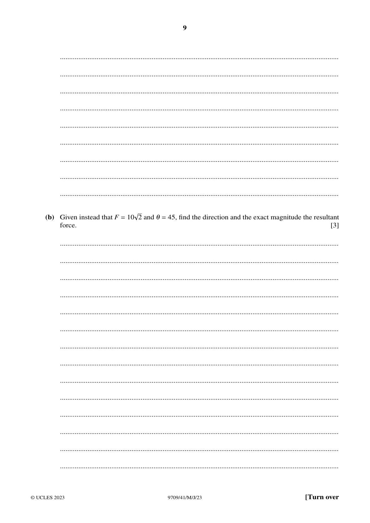 Cambridge A Level Mathematics 9709 2023 May/June Paper 4 · Variant 1 question paper, page 9 of 16
