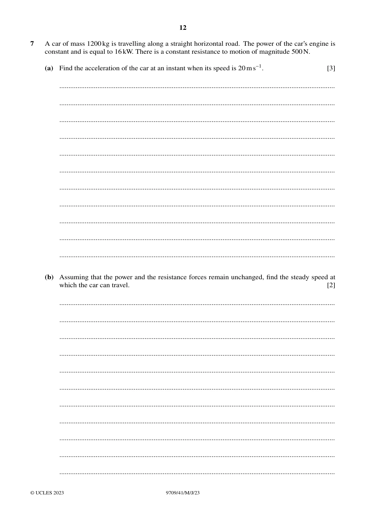 Cambridge A Level Mathematics 9709 2023 May/June Paper 4 · Variant 1 question paper, page 12 of 16