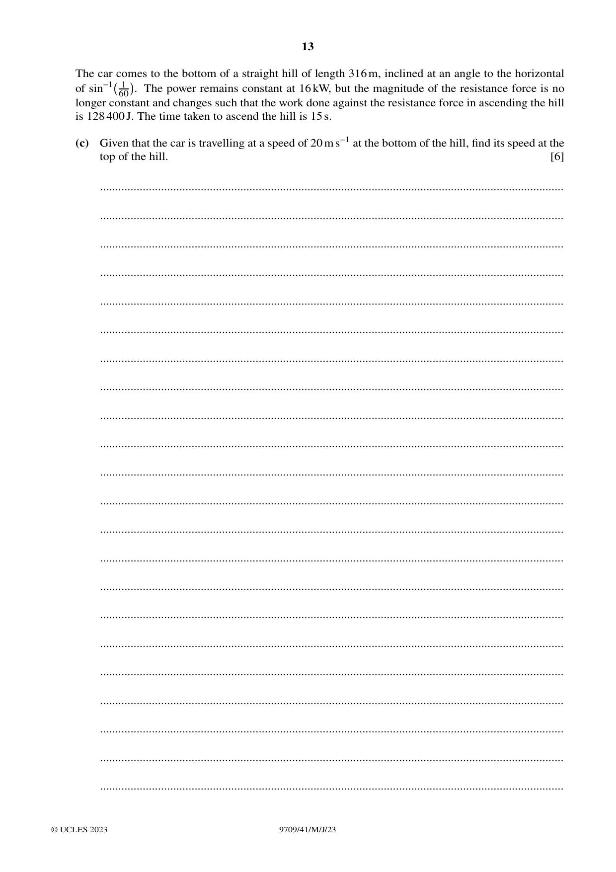 Cambridge A Level Mathematics 9709 2023 May/June Paper 4 · Variant 1 question paper, page 13 of 16
