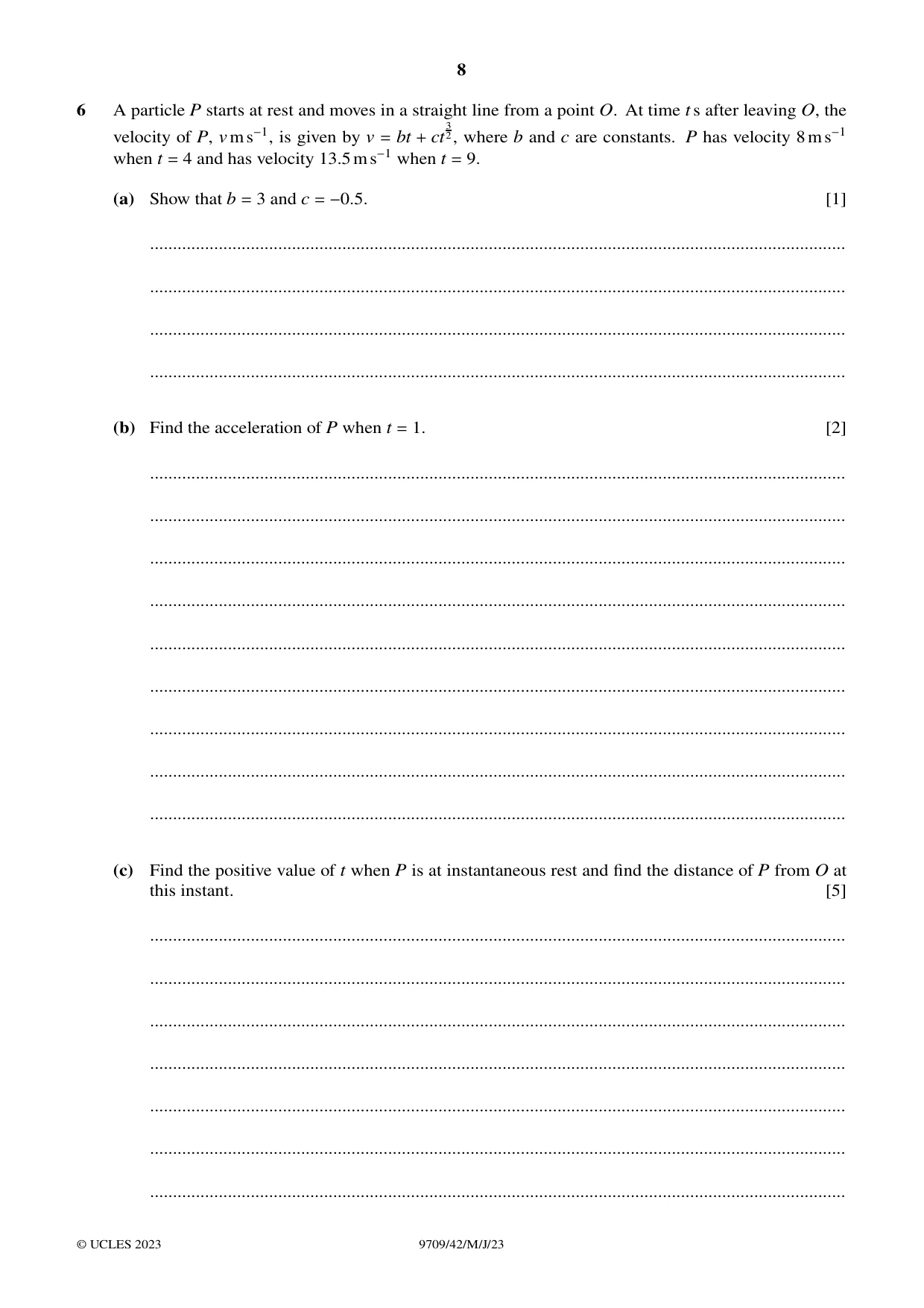Cambridge A Level Mathematics 9709 2023 May/June Paper 4 · Variant 2 question paper, page 8 of 12