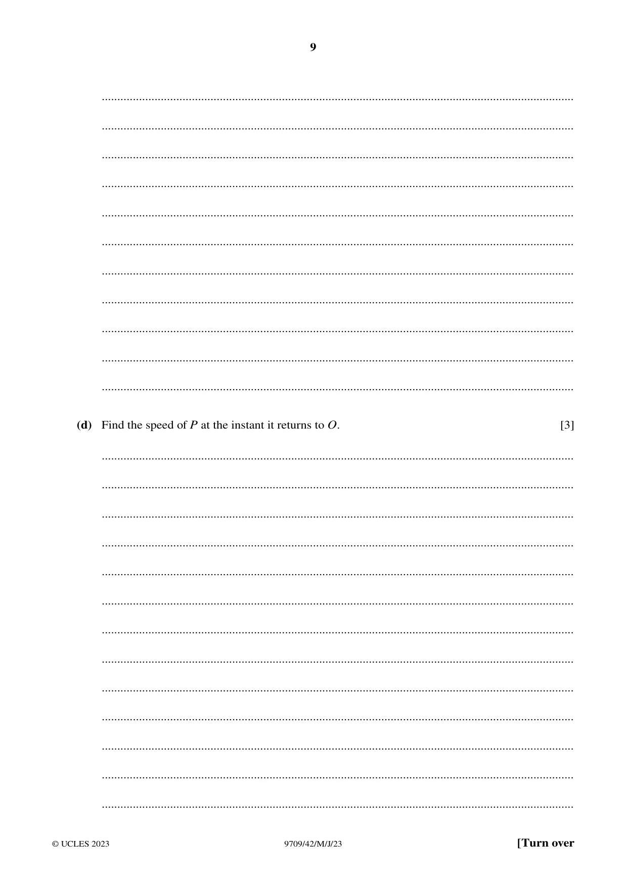 Cambridge A Level Mathematics 9709 2023 May/June Paper 4 · Variant 2 question paper, page 9 of 12