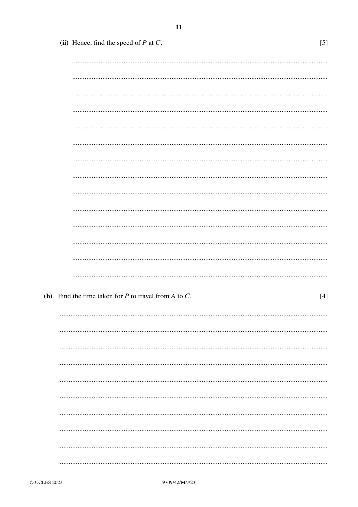 Cambridge A Level Mathematics 9709 2023 May/June Paper 4 · Variant 2 question paper, page 11 of 12