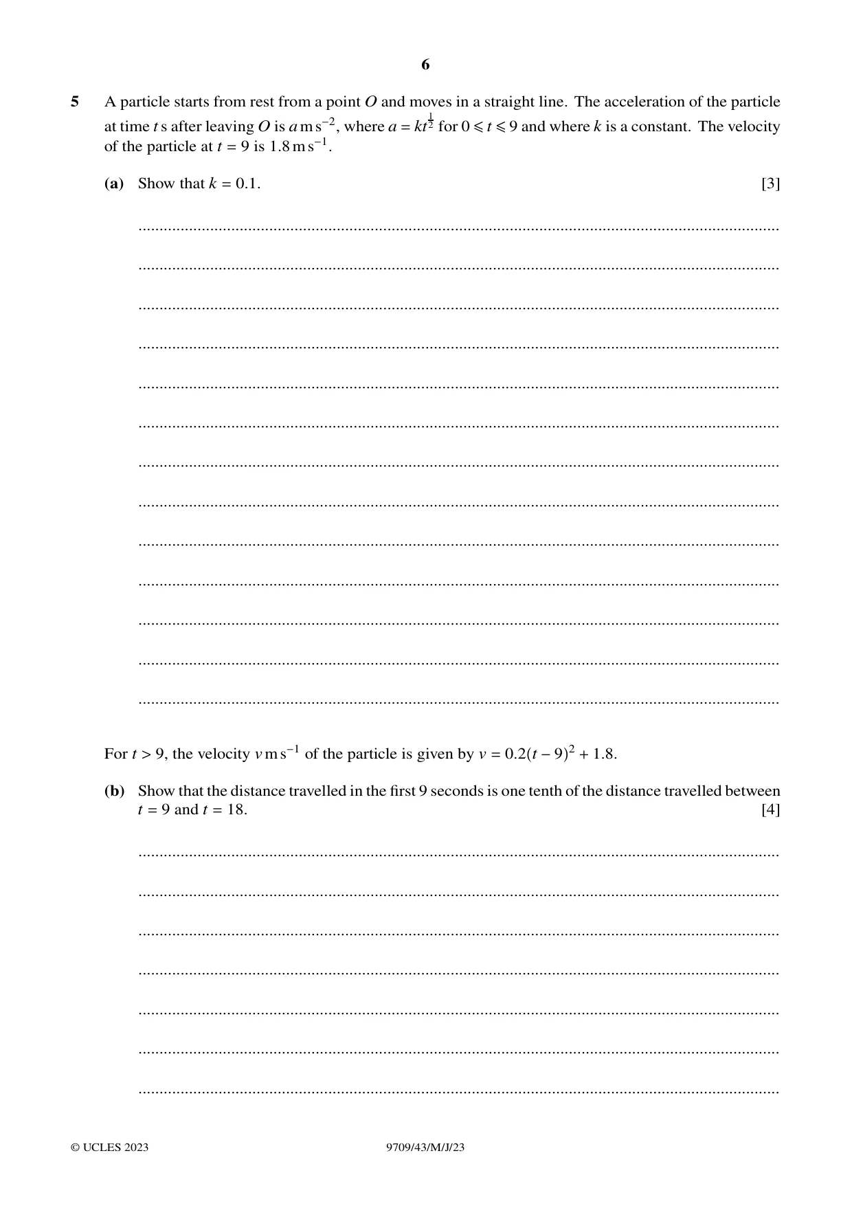 Cambridge A Level Mathematics 9709 2023 May/June Paper 4 · Variant 3 question paper, page 6 of 12