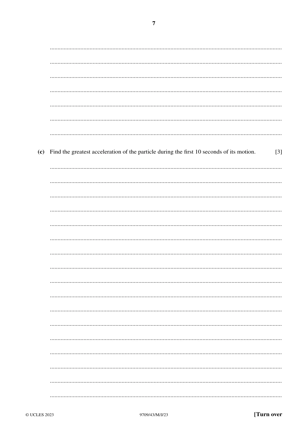 Cambridge A Level Mathematics 9709 2023 May/June Paper 4 · Variant 3 question paper, page 7 of 12