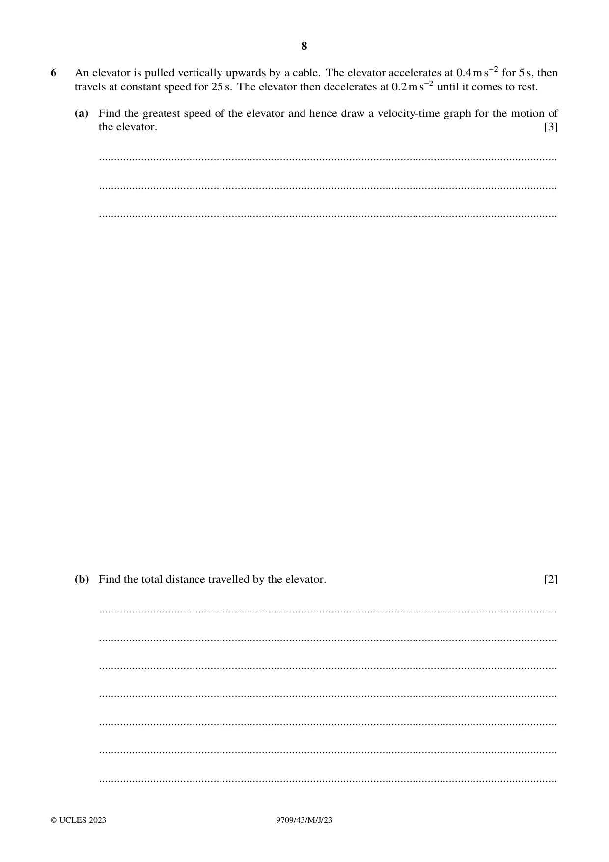Cambridge A Level Mathematics 9709 2023 May/June Paper 4 · Variant 3 question paper, page 8 of 12
