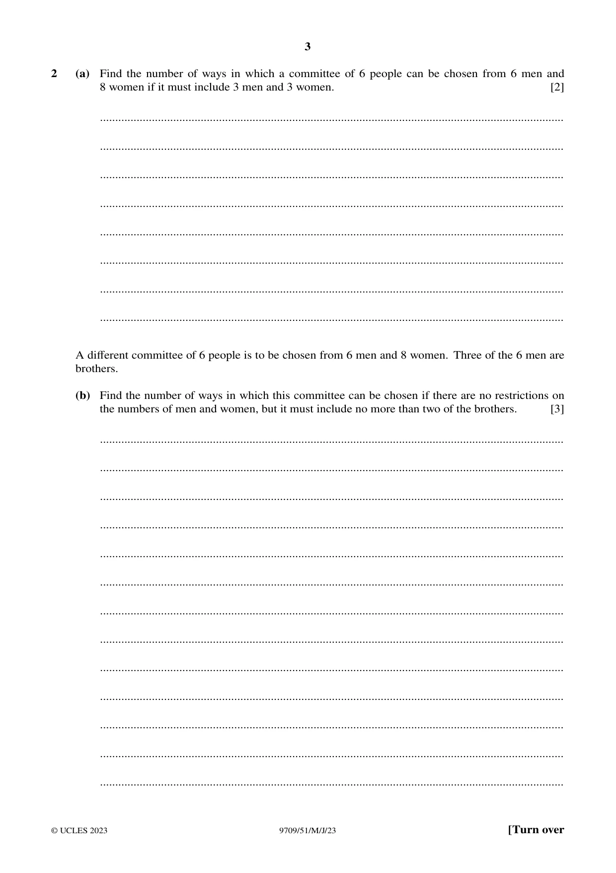 Cambridge A Level Mathematics 9709 2023 May/June Paper 5 · Variant 1 question paper, page 3 of 16
