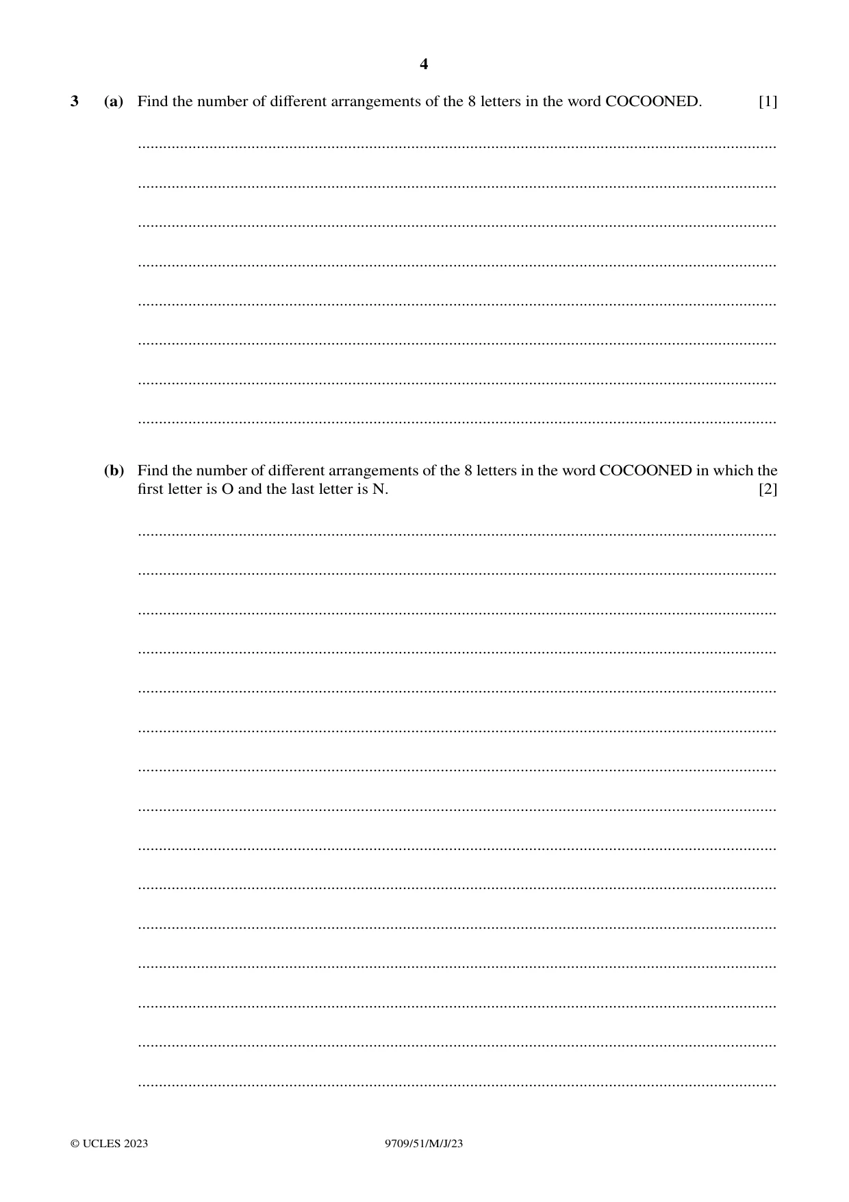 Cambridge A Level Mathematics 9709 2023 May/June Paper 5 · Variant 1 question paper, page 4 of 16