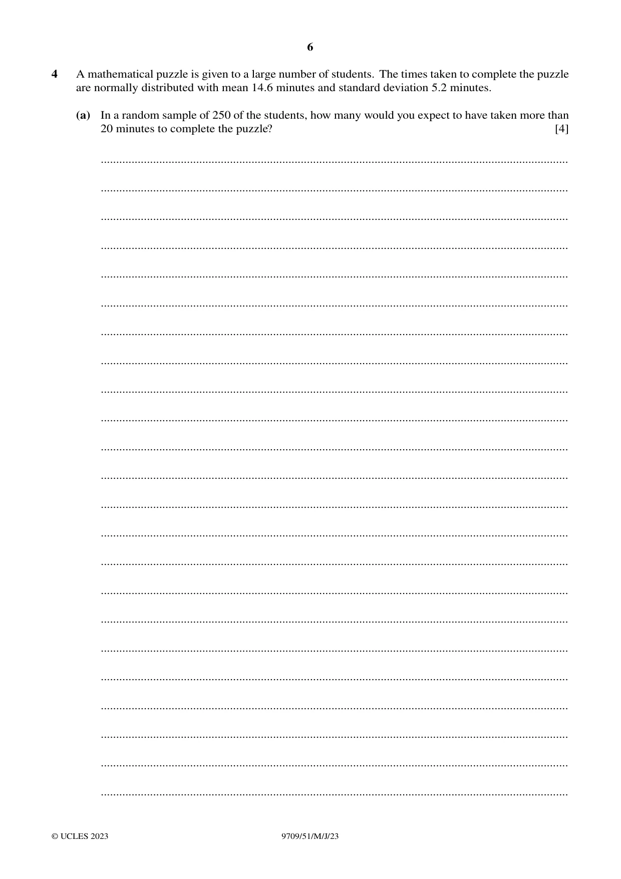 Cambridge A Level Mathematics 9709 2023 May/June Paper 5 · Variant 1 question paper, page 6 of 16