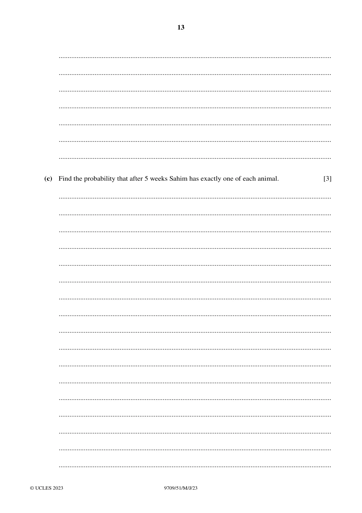 Cambridge A Level Mathematics 9709 2023 May/June Paper 5 · Variant 1 question paper, page 13 of 16