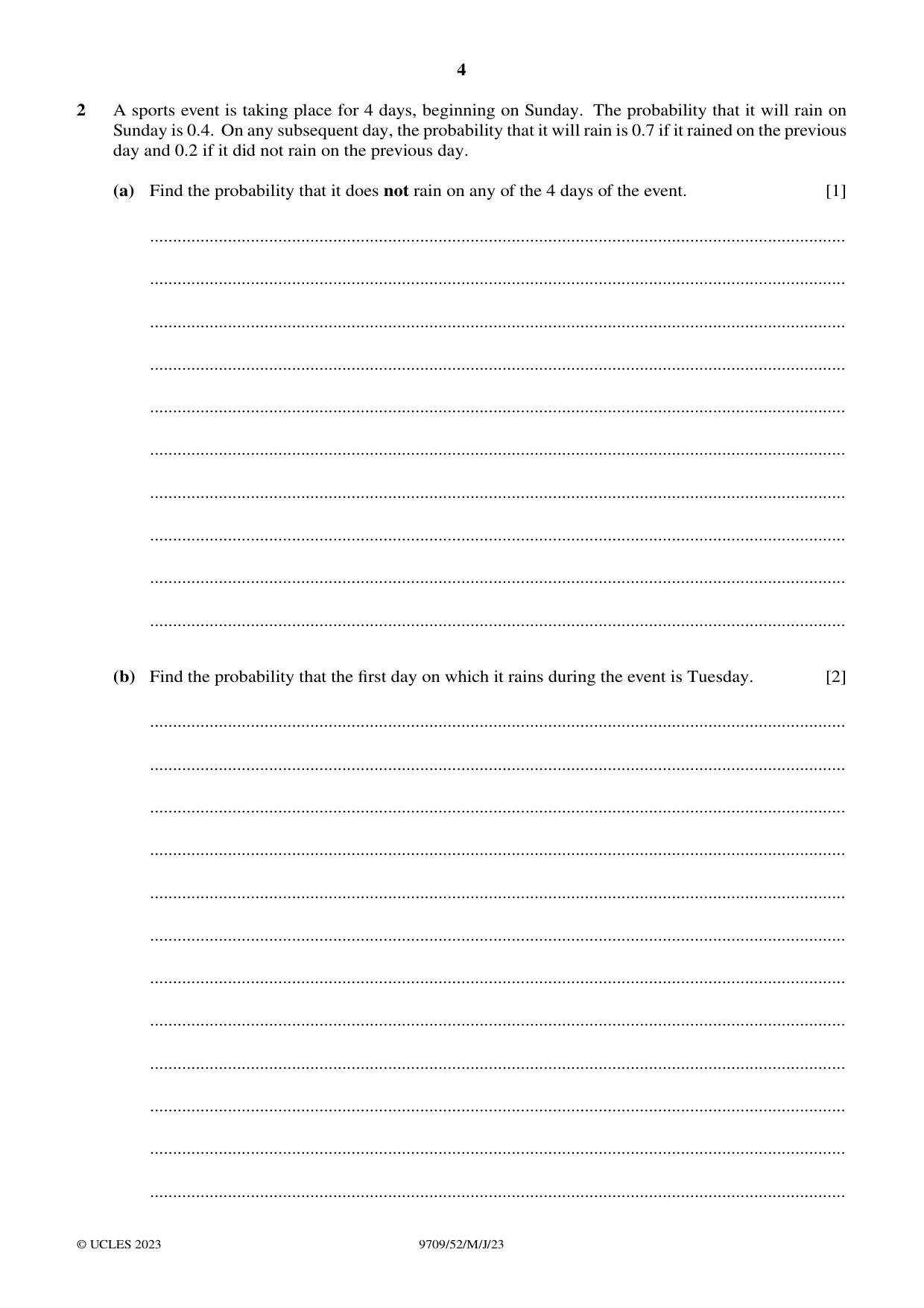 Cambridge A Level Mathematics 9709 2023 May/June Paper 5 · Variant 2 question paper, page 4 of 16