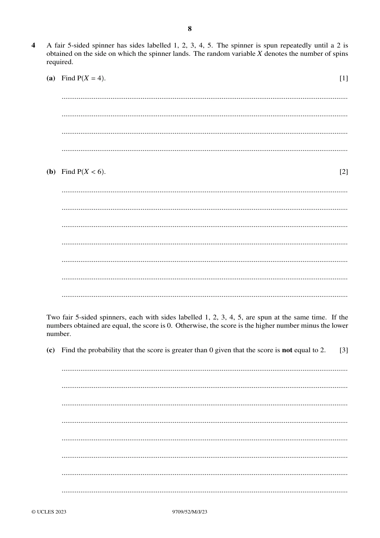 Cambridge A Level Mathematics 9709 2023 May/June Paper 5 · Variant 2 question paper, page 8 of 16