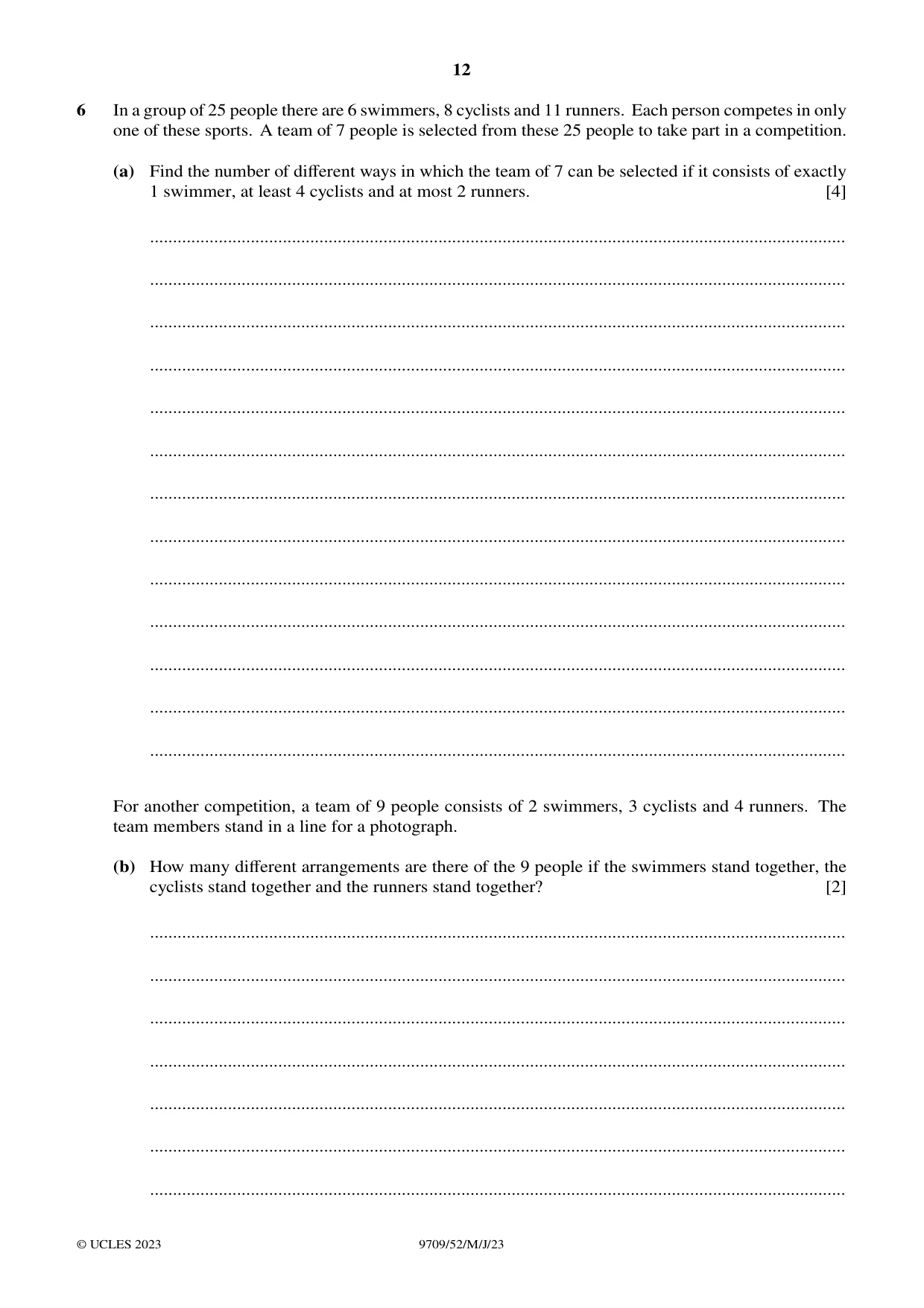 Cambridge A Level Mathematics 9709 2023 May/June Paper 5 · Variant 2 question paper, page 12 of 16