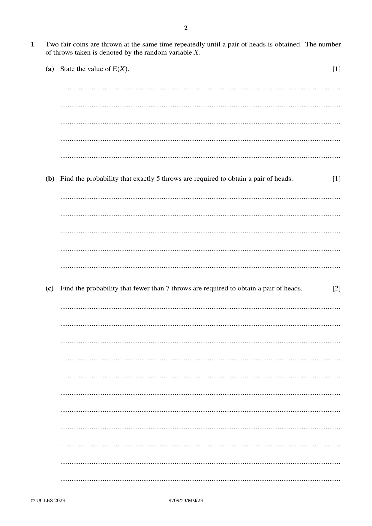 Cambridge A Level Mathematics 9709 2023 May/June Paper 5 · Variant 3 question paper, page 2 of 12