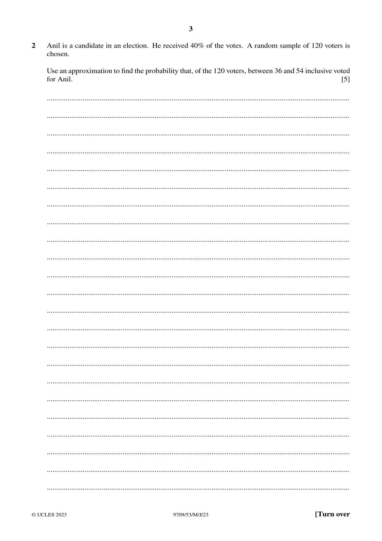 Cambridge A Level Mathematics 9709 2023 May/June Paper 5 · Variant 3 question paper, page 3 of 12