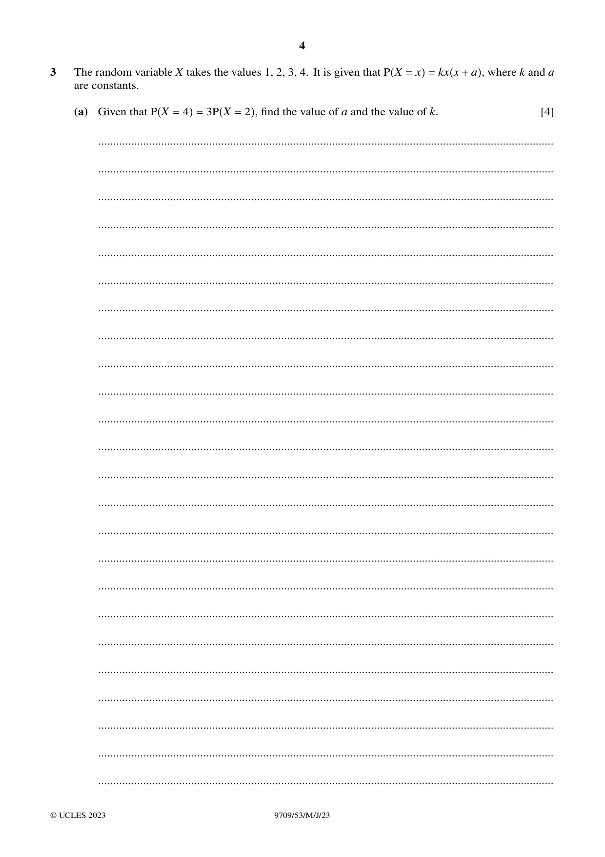 Cambridge A Level Mathematics 9709 2023 May/June Paper 5 · Variant 3 question paper, page 4 of 12