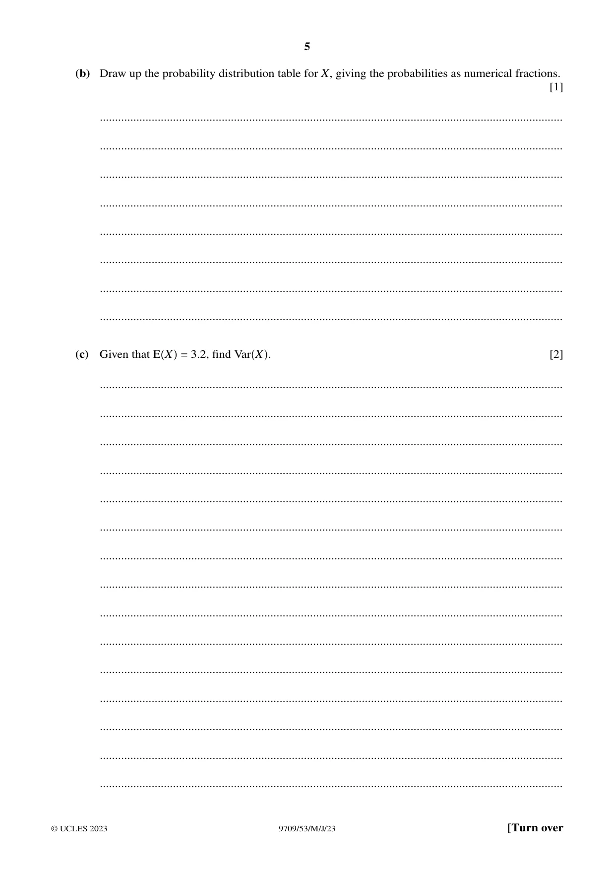 Cambridge A Level Mathematics 9709 2023 May/June Paper 5 · Variant 3 question paper, page 5 of 12