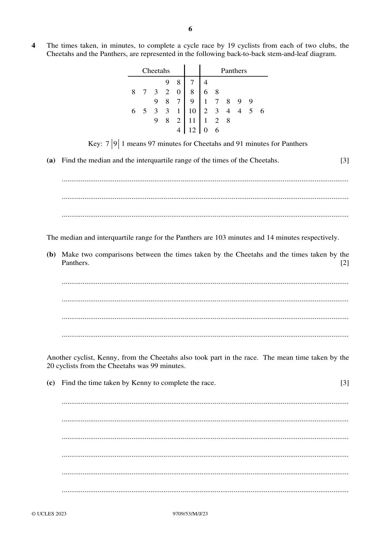 Cambridge A Level Mathematics 9709 2023 May/June Paper 5 · Variant 3 question paper, page 6 of 12