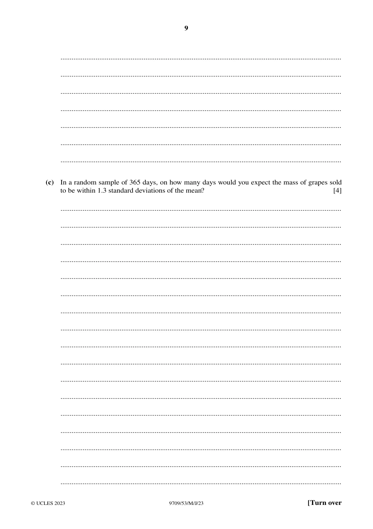 Cambridge A Level Mathematics 9709 2023 May/June Paper 5 · Variant 3 question paper, page 9 of 12