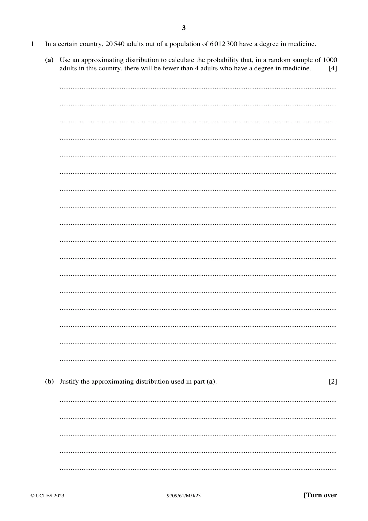 Cambridge A Level Mathematics 9709 2023 May/June Paper 6 · Variant 1 question paper, page 3 of 12