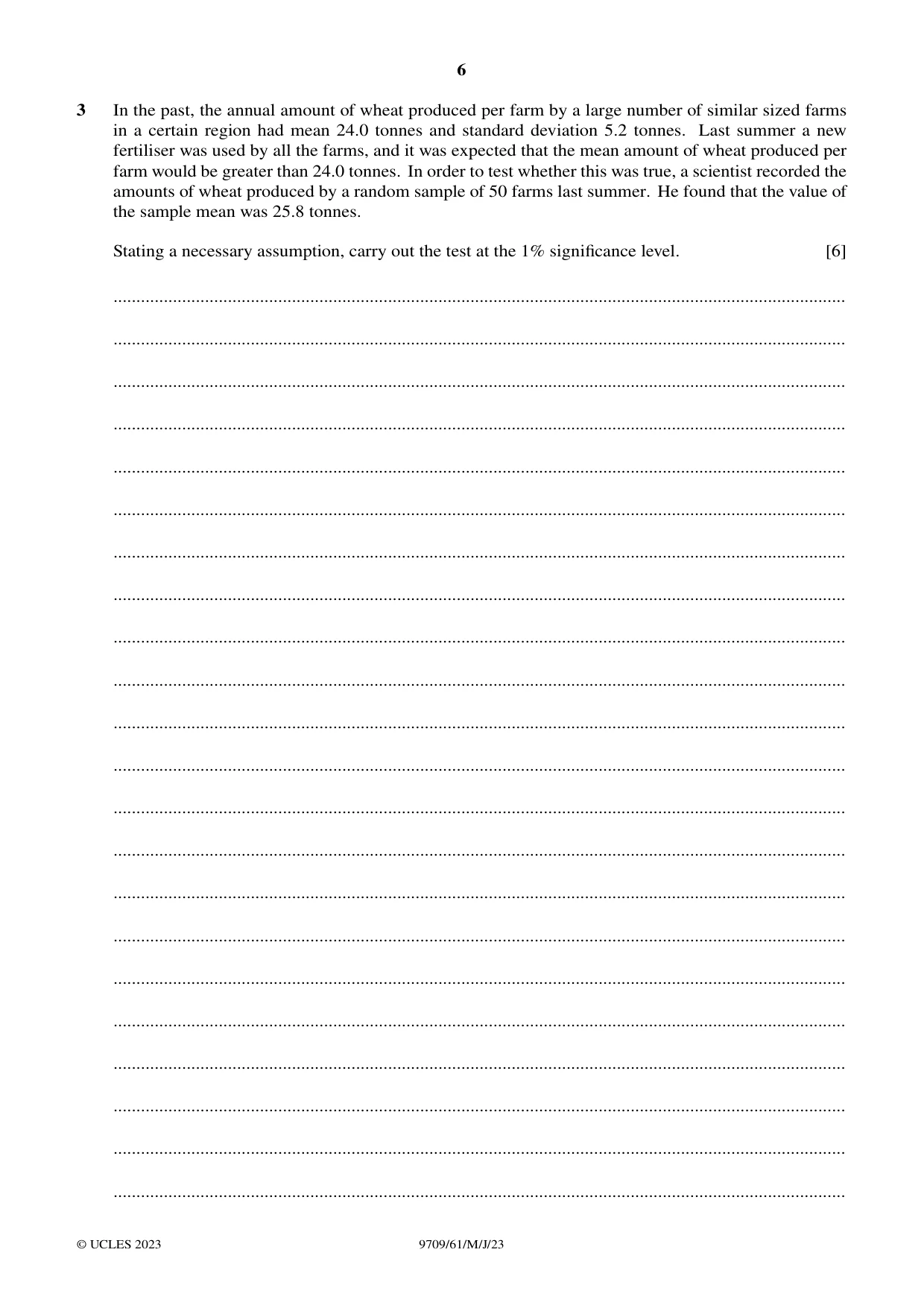 Cambridge A Level Mathematics 9709 2023 May/June Paper 6 · Variant 1 question paper, page 6 of 12