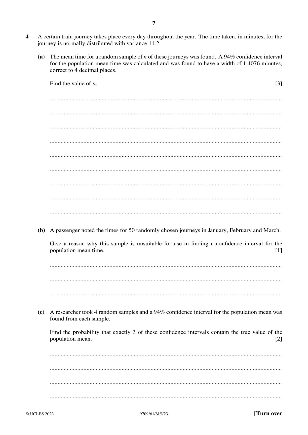Cambridge A Level Mathematics 9709 2023 May/June Paper 6 · Variant 1 question paper, page 7 of 12