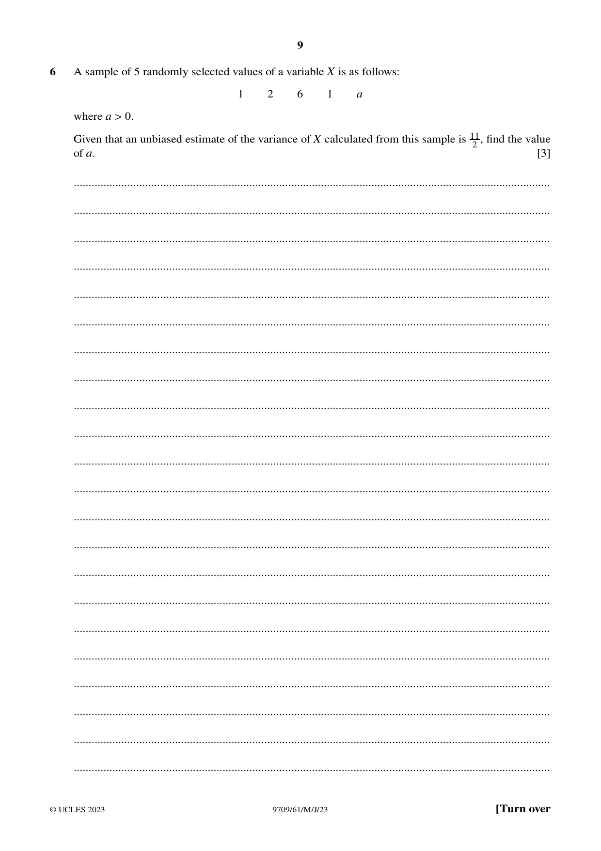 Cambridge A Level Mathematics 9709 2023 May/June Paper 6 · Variant 1 question paper, page 9 of 12