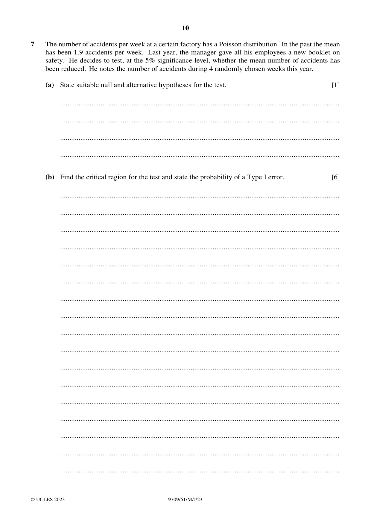 Cambridge A Level Mathematics 9709 2023 May/June Paper 6 · Variant 1 question paper, page 10 of 12