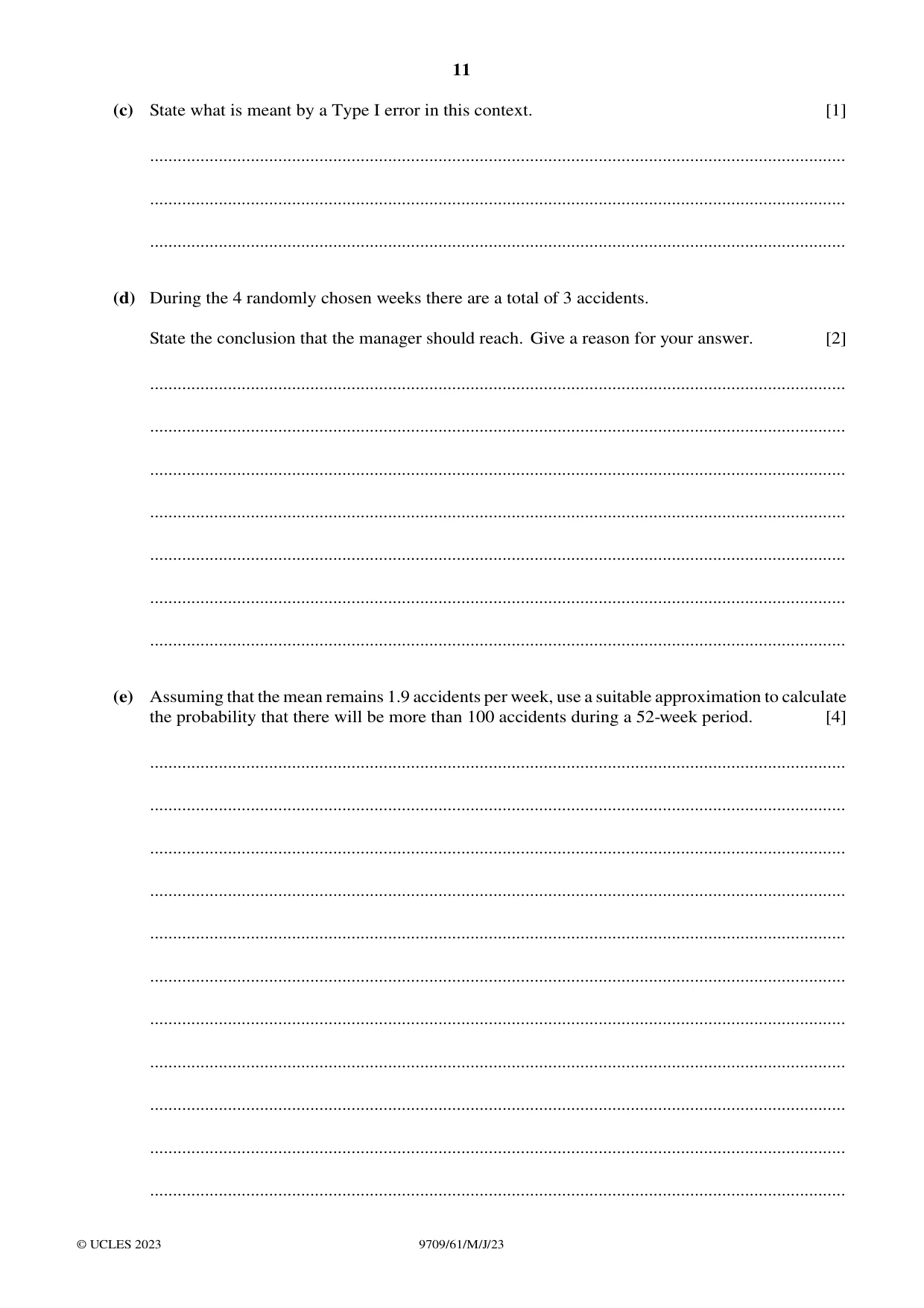 Cambridge A Level Mathematics 9709 2023 May/June Paper 6 · Variant 1 question paper, page 11 of 12