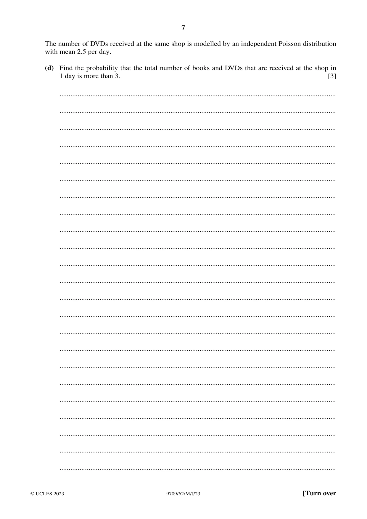 Cambridge A Level Mathematics 9709 2023 May/June Paper 6 · Variant 2 question paper, page 7 of 16