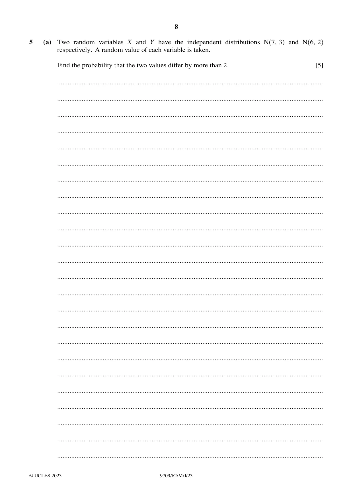Cambridge A Level Mathematics 9709 2023 May/June Paper 6 · Variant 2 question paper, page 8 of 16