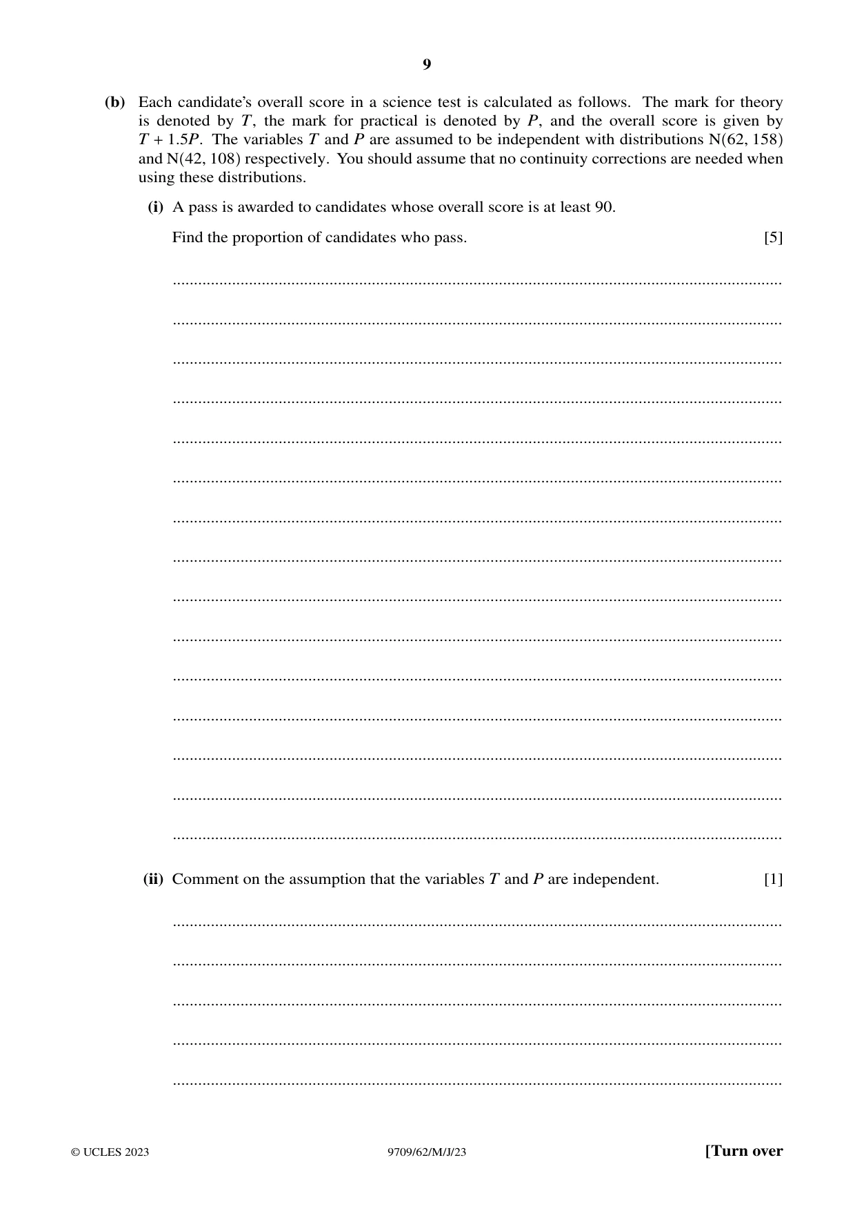 Cambridge A Level Mathematics 9709 2023 May/June Paper 6 · Variant 2 question paper, page 9 of 16