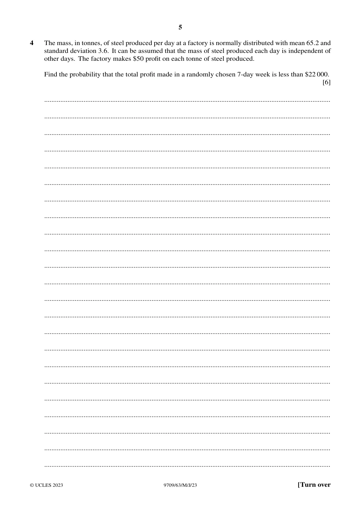 Cambridge A Level Mathematics 9709 2023 May/June Paper 6 · Variant 3 question paper, page 5 of 16