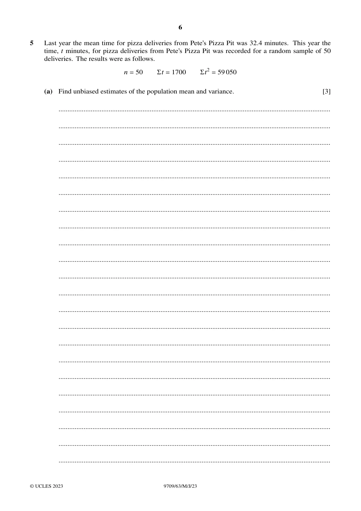 Cambridge A Level Mathematics 9709 2023 May/June Paper 6 · Variant 3 question paper, page 6 of 16