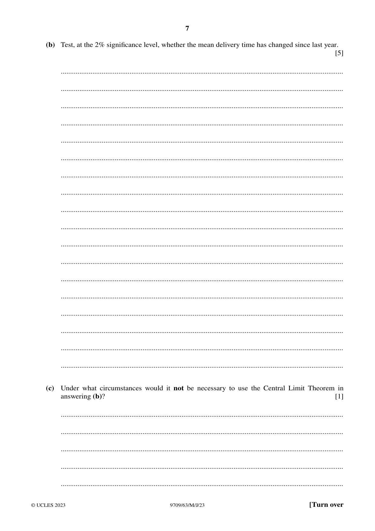 Cambridge A Level Mathematics 9709 2023 May/June Paper 6 · Variant 3 question paper, page 7 of 16