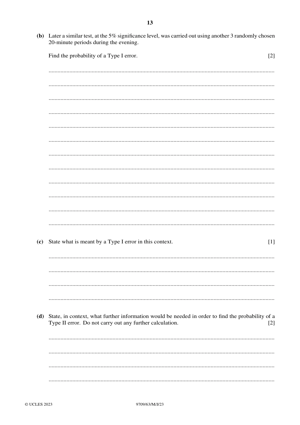 Cambridge A Level Mathematics 9709 2023 May/June Paper 6 · Variant 3 question paper, page 13 of 16