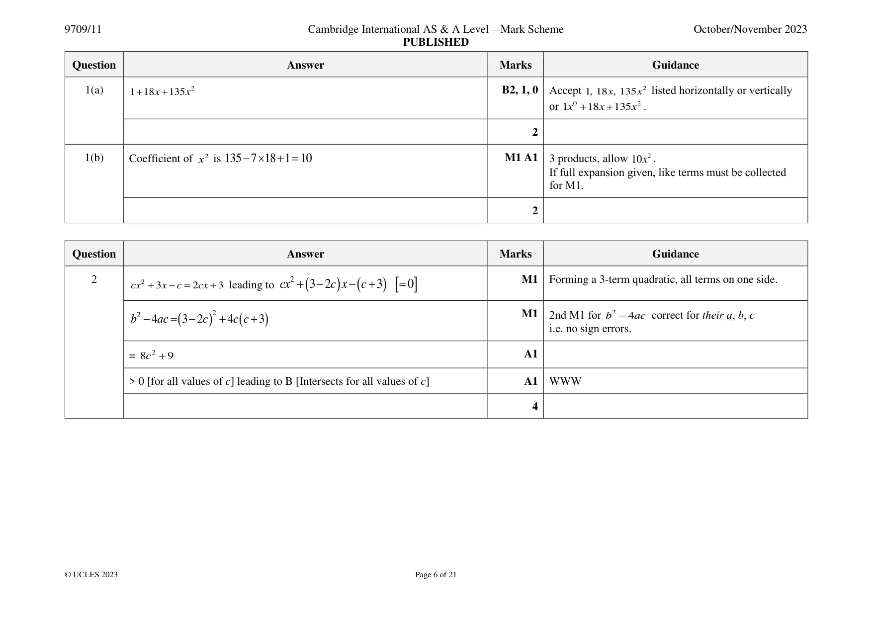 Mark scheme, page 6 of 21