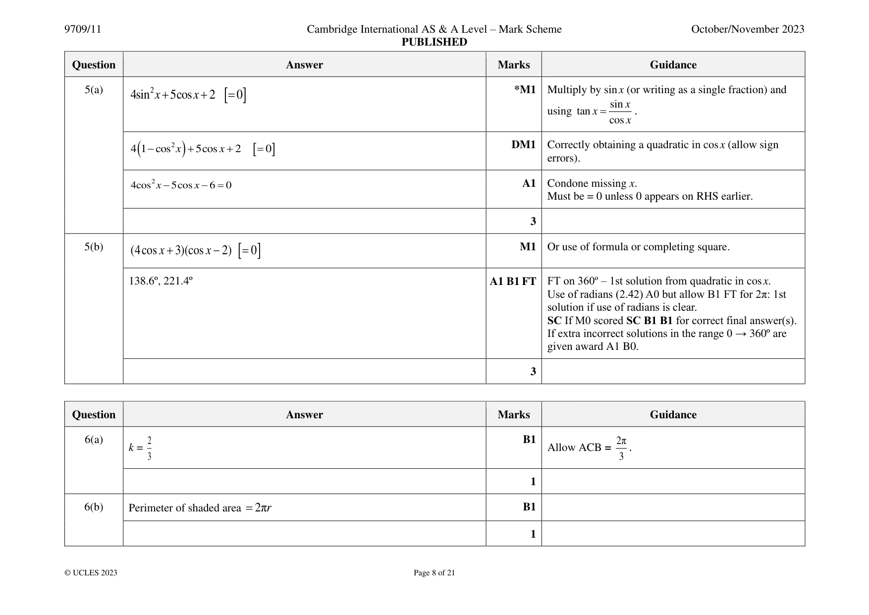 Mark scheme, page 8 of 21