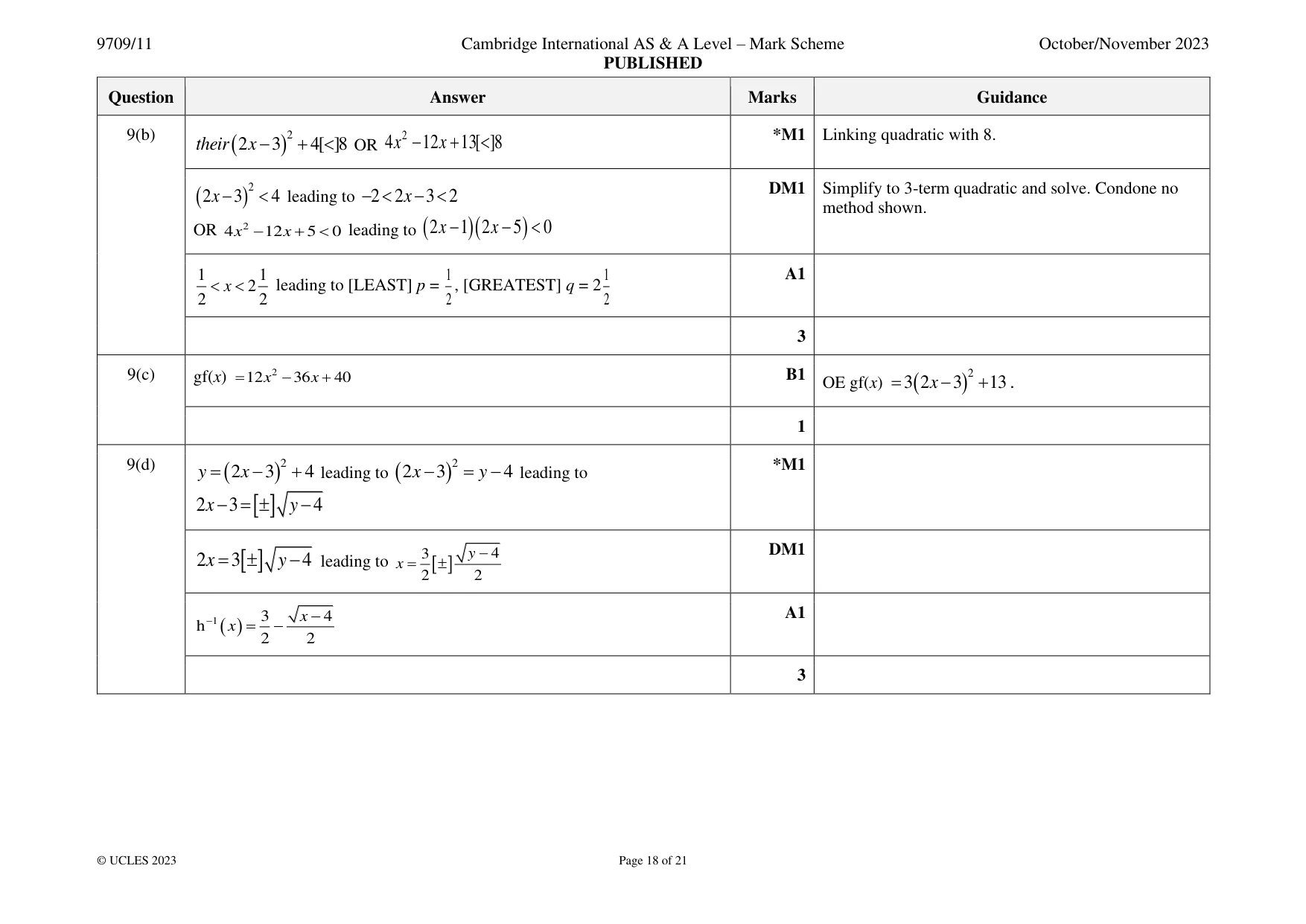 Mark scheme, page 18 of 21
