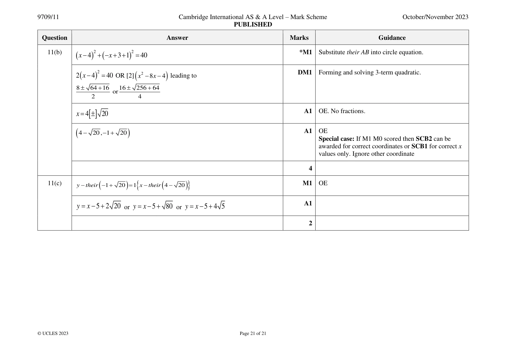 Mark scheme, page 21 of 21