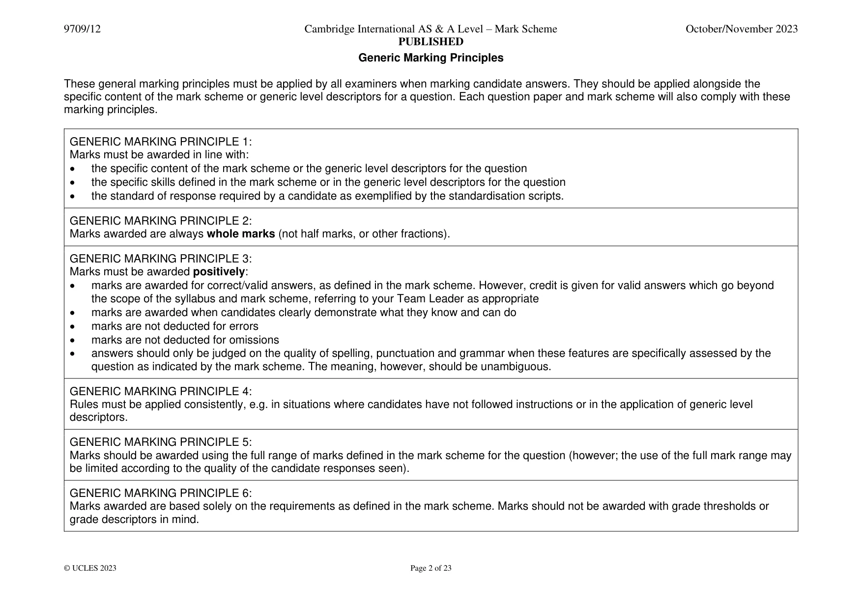 Mark scheme, page 2 of 23